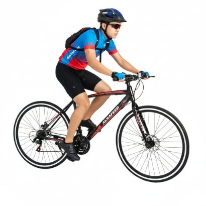 صورة دراجة رياضية 27 إنش – سيكل ألومنيوم 7 سرعات خفيف الوزن بإطارات مقاومة للانزلاق - احمر